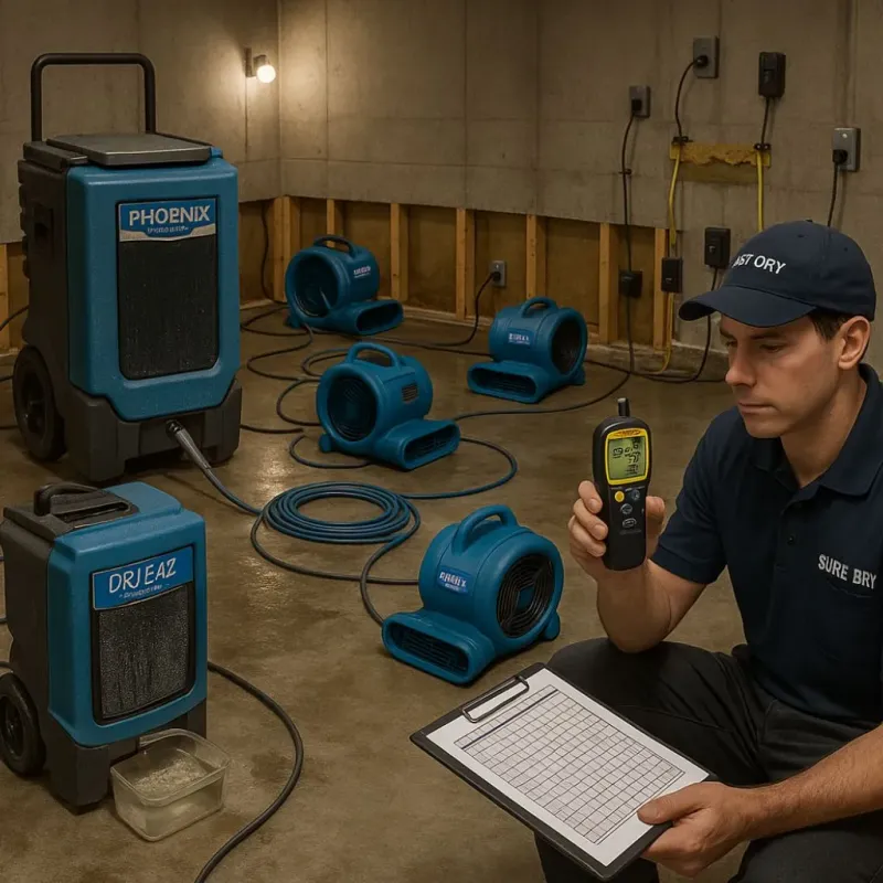 Structural Drying and Dehumidification process in Rose Lodge, OR